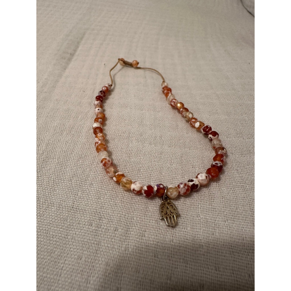 Orange White Rust Beaded Bracelet One Size - Picture 2 of 4